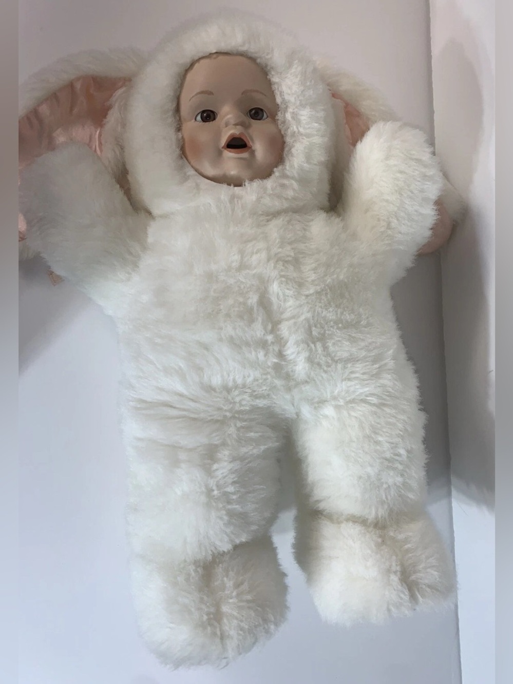 VINTAGE HUG ME COLLECTION PORCELAIN BABY DOLL BUNNY RABBIT 15"